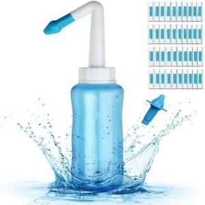 KTS Pot Nose Cleaner Kit, 300ml Sinus Rinse Bottle Blue